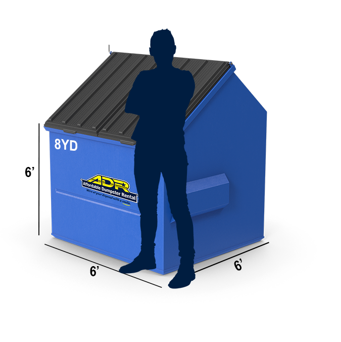 8 cubic yard dumpster for large-scale commercial cleanouts and construction projects.