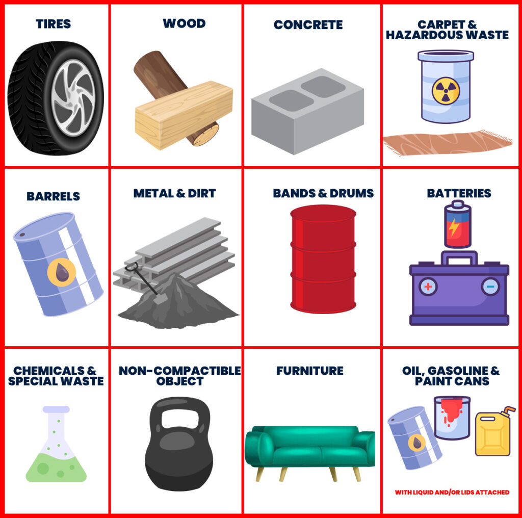 prohibited waste items - affordable rental services